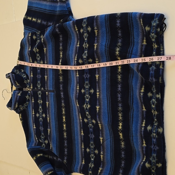 Lands' End Men's Pull over 1/4 Zip Polartech Sweater Print Blue Green Size Large - Picture 16 of 16